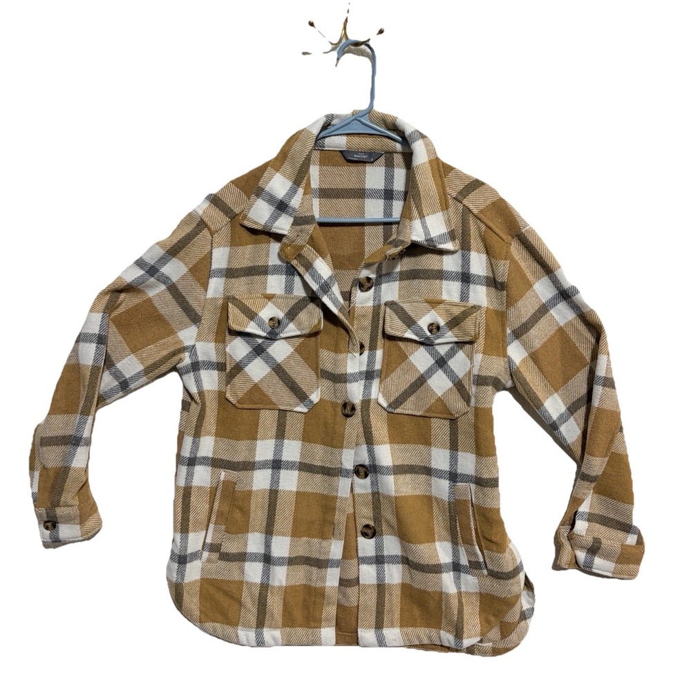 Member's Mark Shacket Gold Plaid Size Small Womens Layering Piece